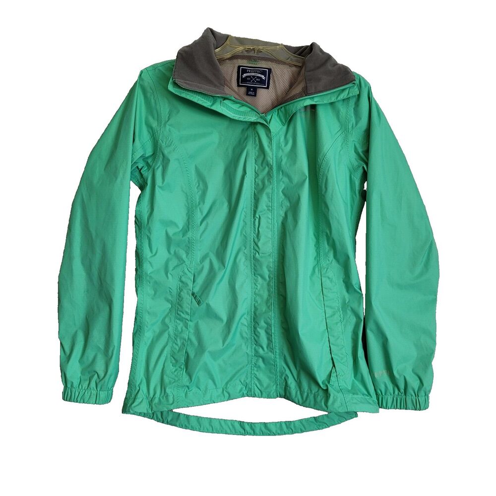 Lauren Preptec Rain Jacket Medium Aqua Blue Lightweight Hooded Full Zip